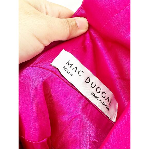 Mac Duggal 67835 Magenta Pink Taffeta Hi-Low Ruffle Cocktail Prom Gown Size 4 - Picture 5 of 7